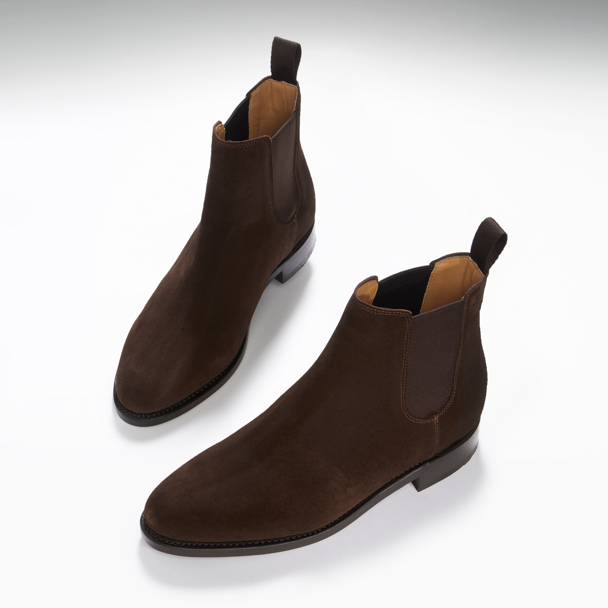 Women's Brown Suede Chelsea Boots, Welted Leather Sole - Hugs & Co.