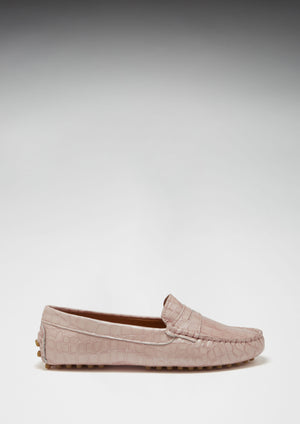 Women's Penny Driving Loafers, powder pink print patent leather