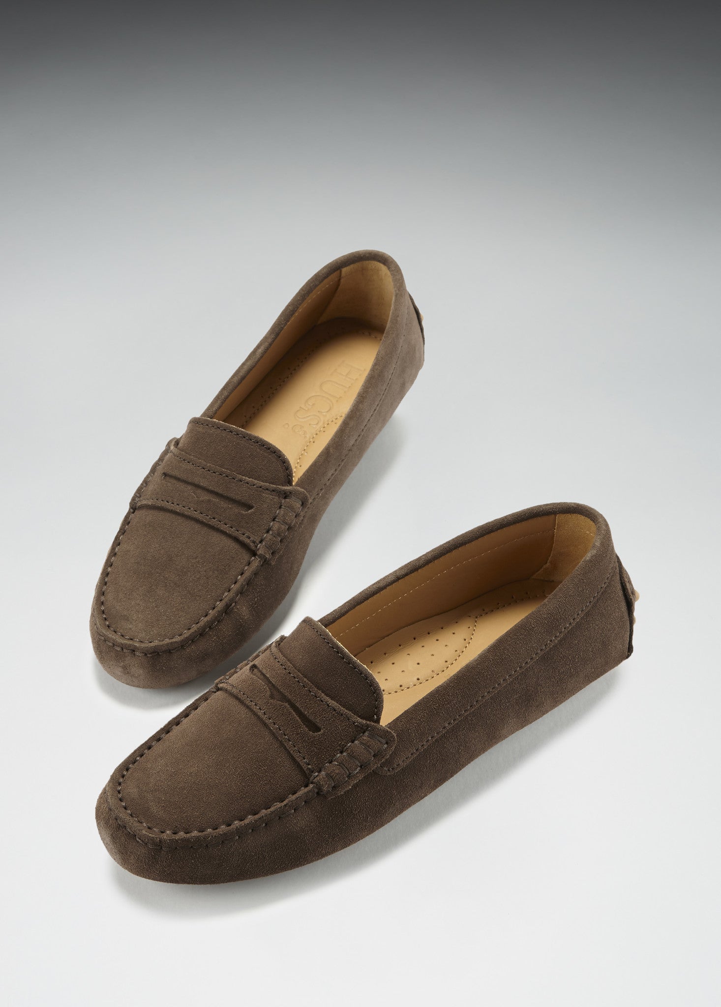 Women's Penny Driving Loafers, brown suede - Hugs & Co.