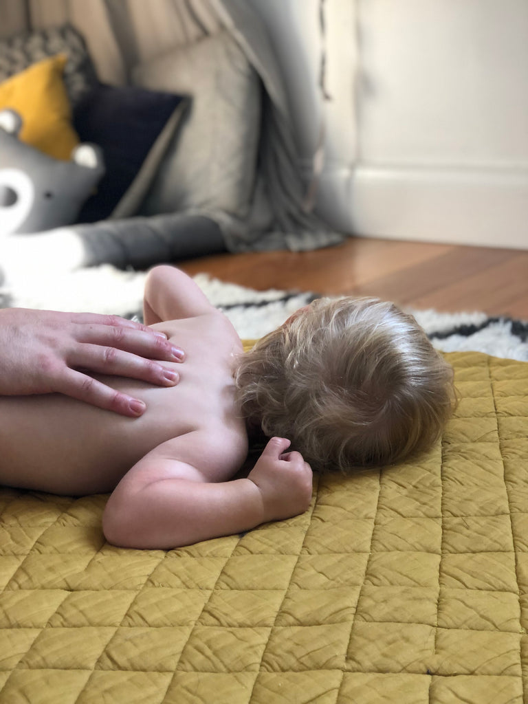 Baby Massage in a comfortable place