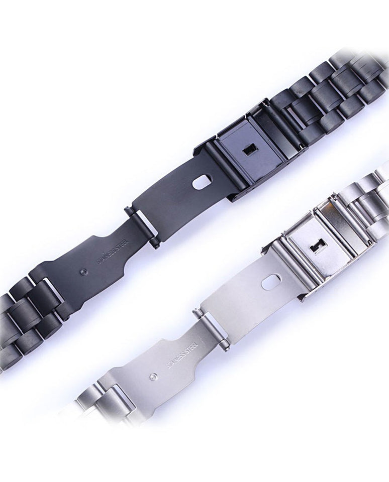 Horlogeband Zwart Silver 22mm – Timeline ⌚