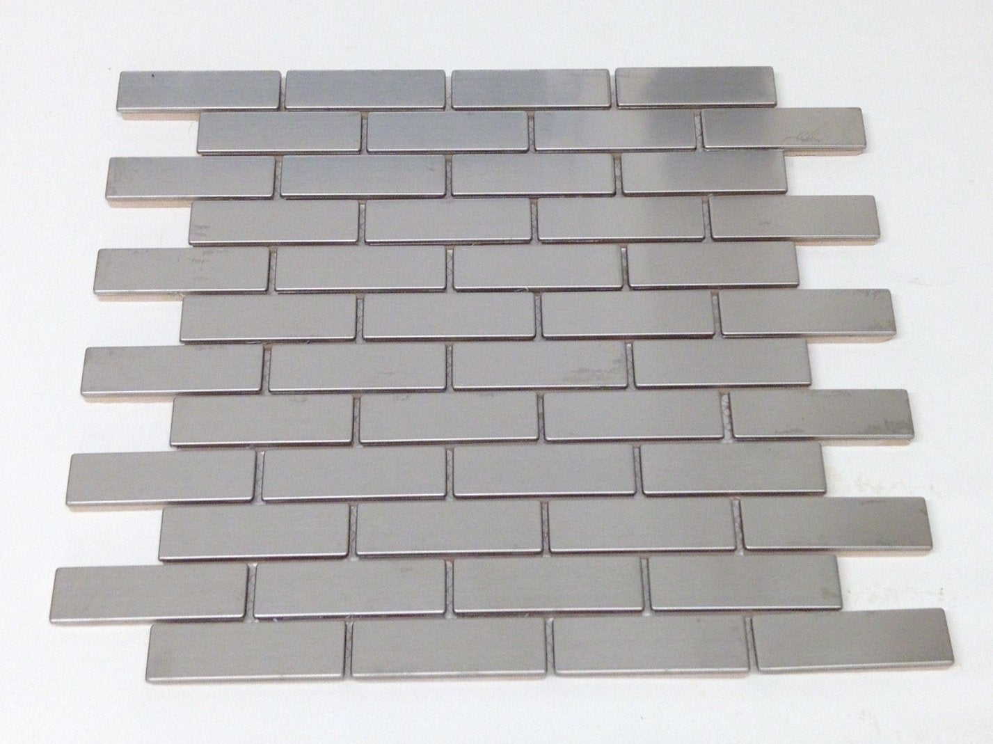 Silver Stainless Steel Metal 0 75 X 2 75 Mosiac Brick Sheets For