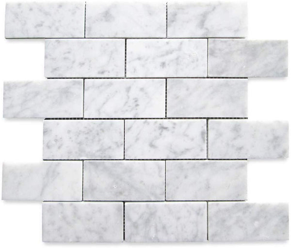 Carrara White Italian Carrera Marble Subway Brick Mosaic Tile 2x4 Hone