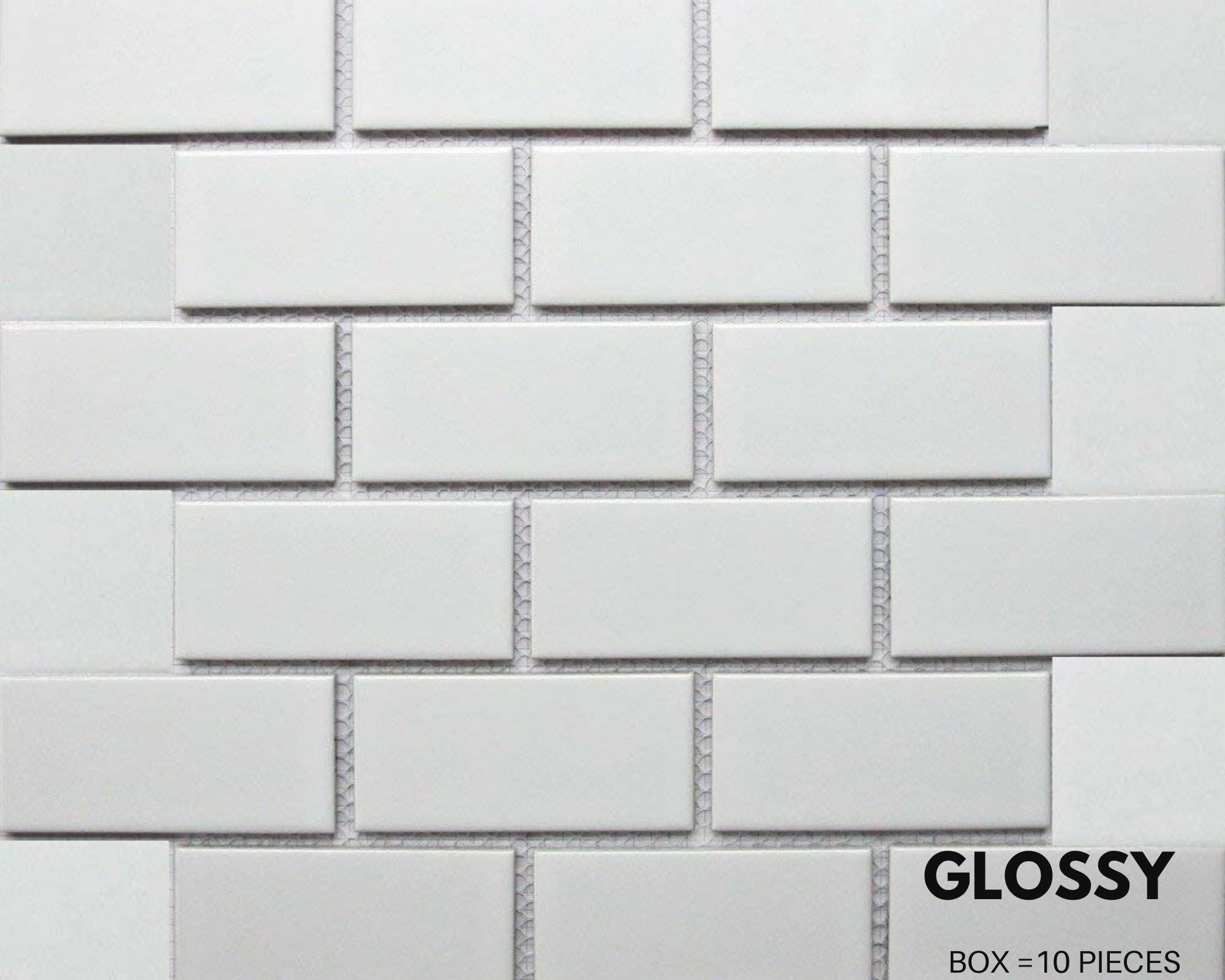 White Tile Ceramic Subway Brick Gloss Finish 2 X 4 For Wall Tile