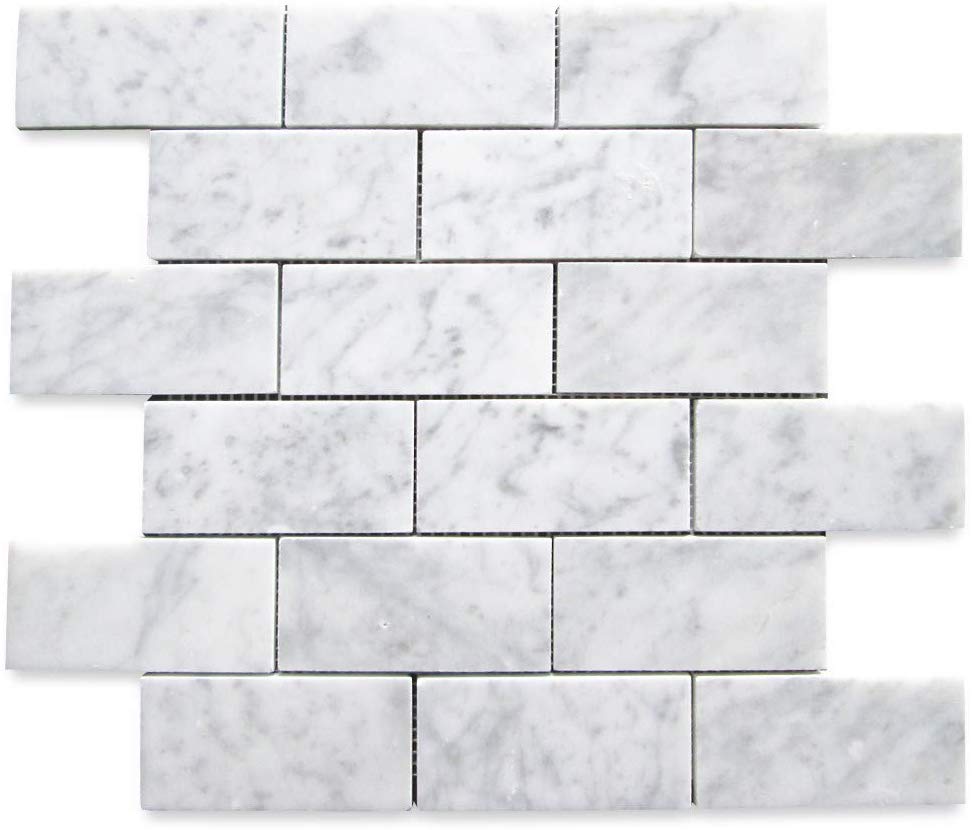 Carrara White Italian Carrera Marble Subway Brick Mosaic Tile 2 x 4 Po