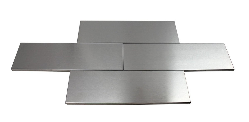 Stainless Steel Metal 3 in x 9 in Silver Floor and Wall Tile