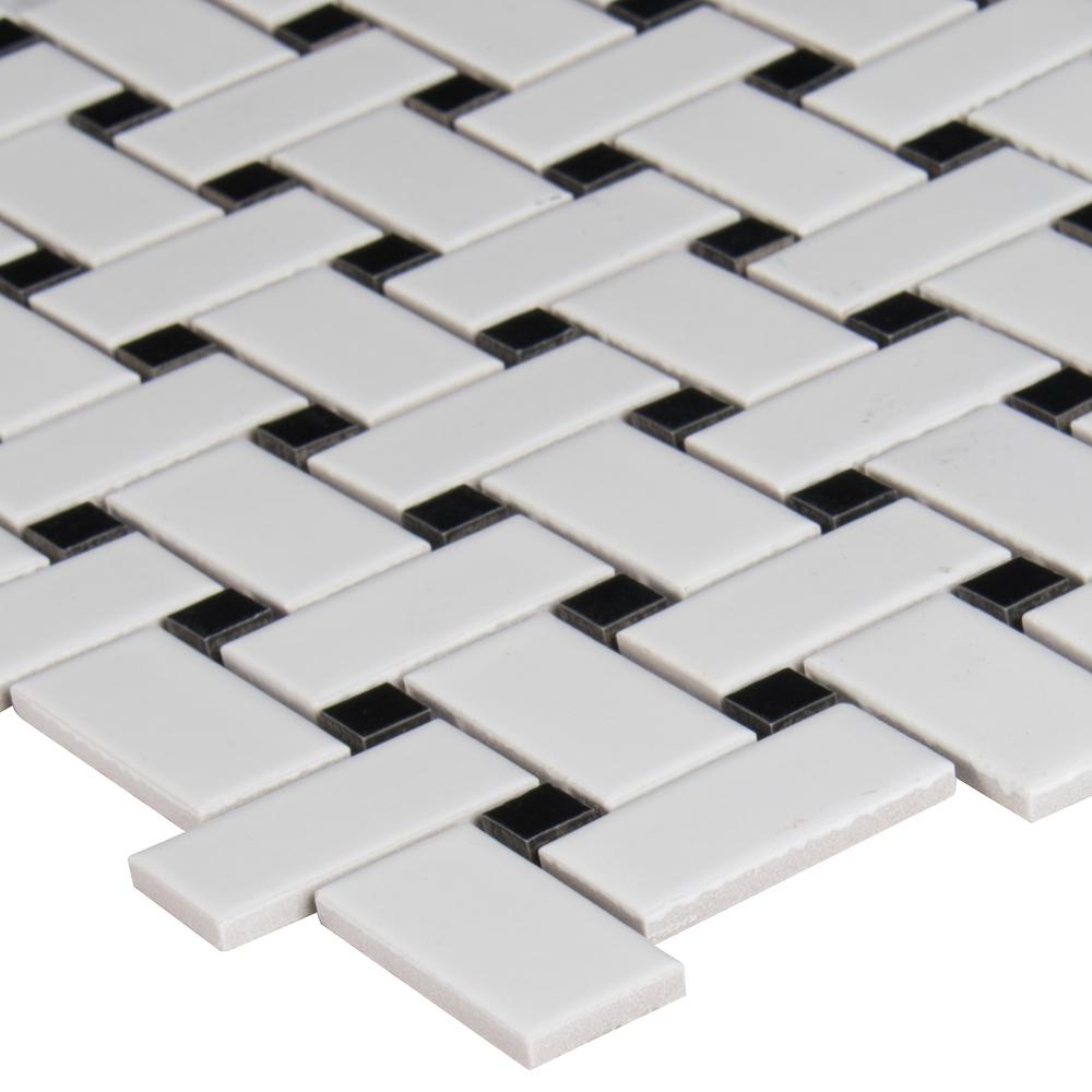 Msi White And Black Basketweave 12 In X 12 In X 6mm Porcelain
