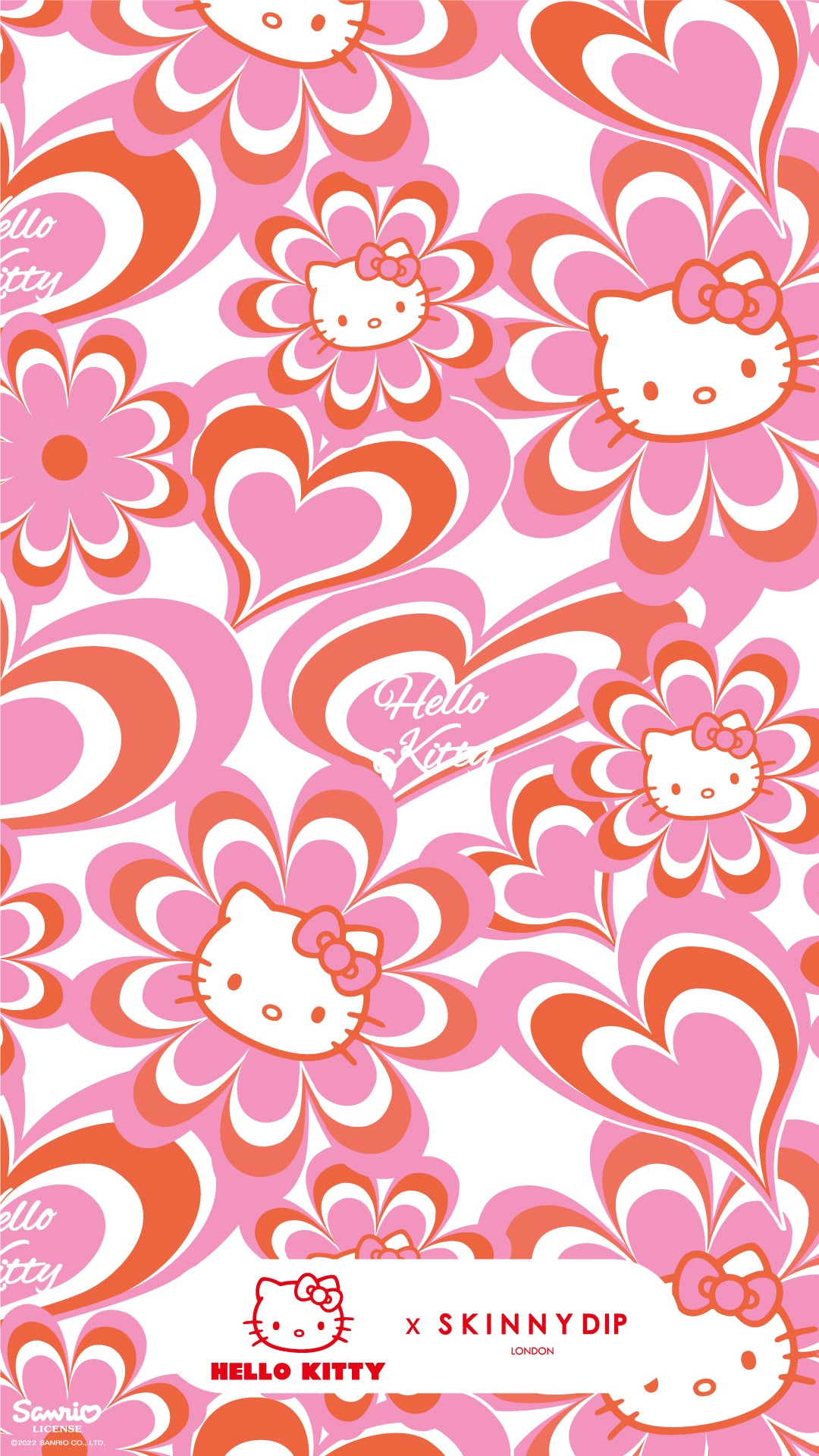 Wallpaper Hello Kitty on White Background Licensed by Sanrio