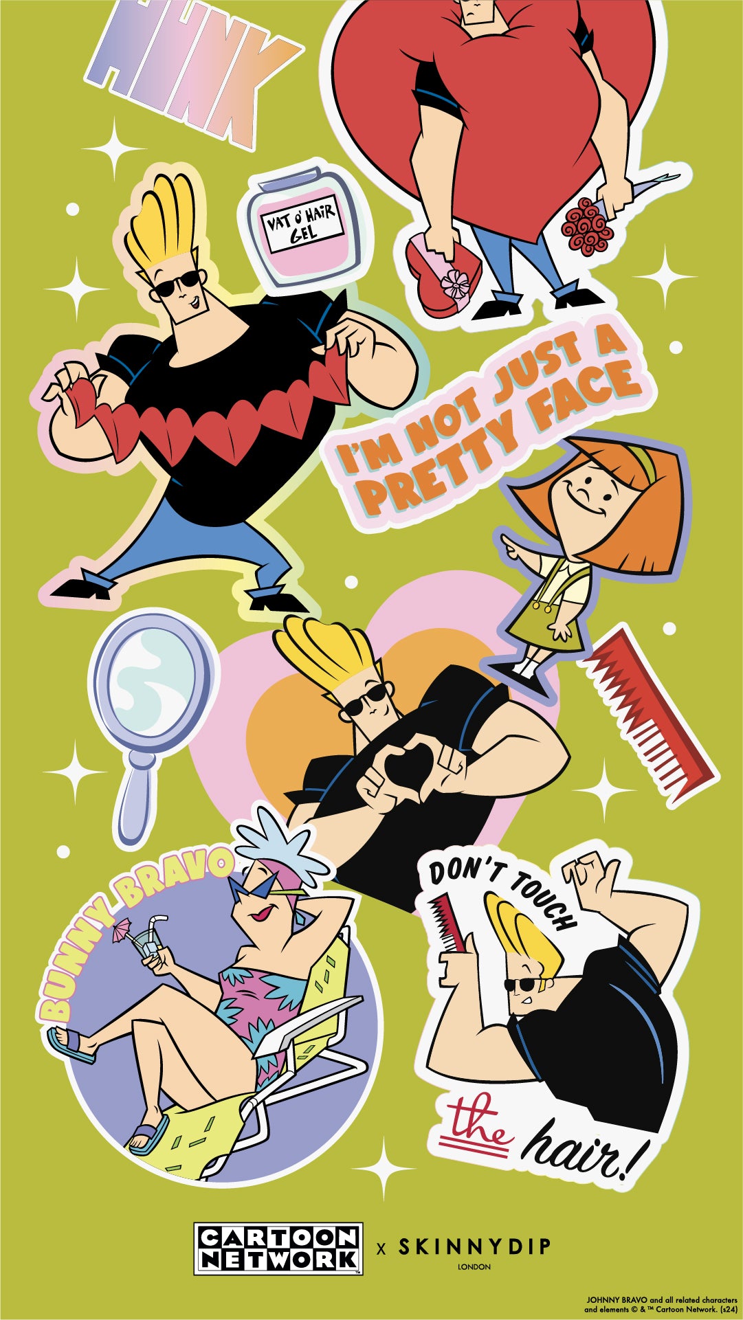 Cartoon Network x Skinnydip Johnny Bravo Sticker Phone Wallpaper