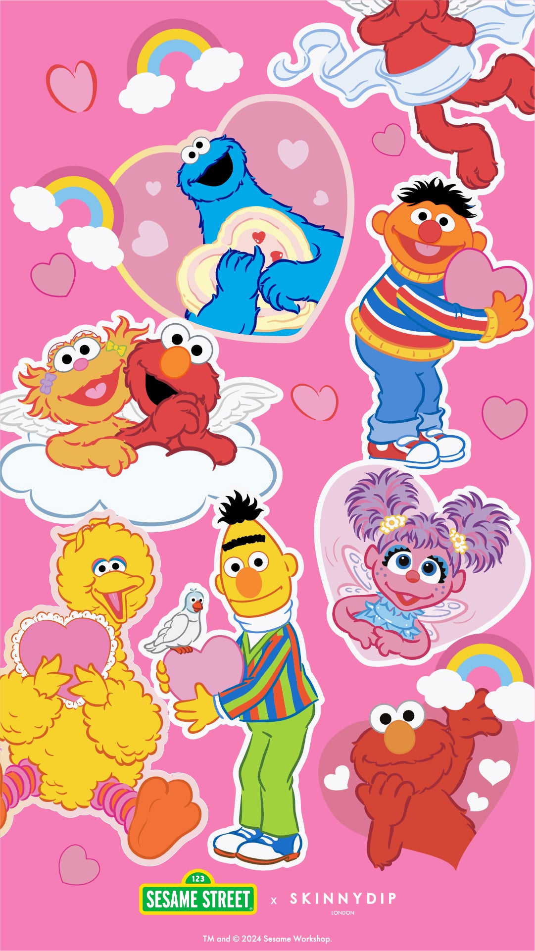 Sesame Street x Skinnydip Cute Rainbow Heart Phone Wallpaper