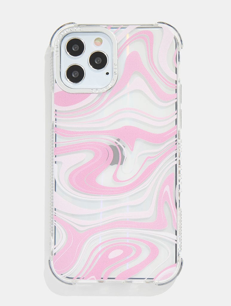 Baby Pink Swirl Holo Shock i Phone Case, i Phone 12 / 12 Pro Case
