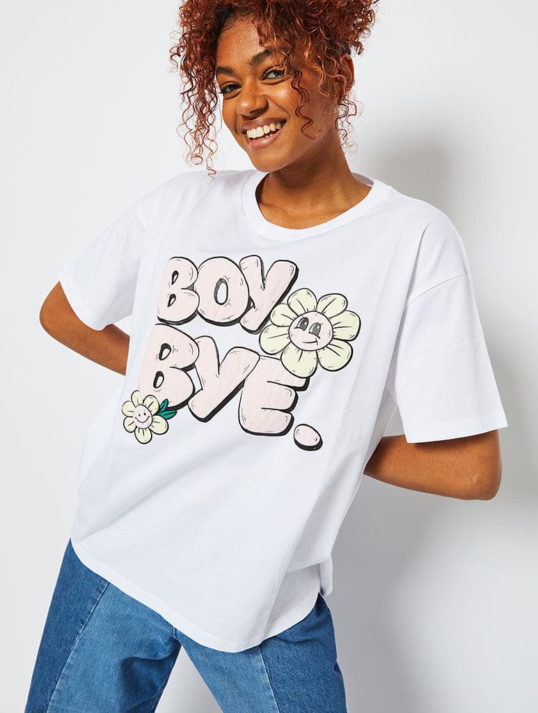 Boy Bye Oversized T-Shirt in White, XL