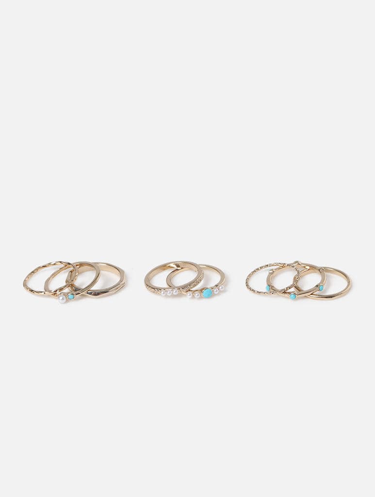 Freedom 8 Pack Turquoise Stacking Rings, 17mm