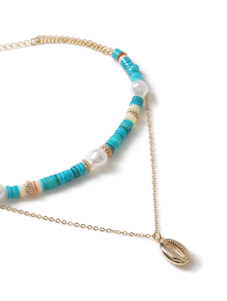 Freedom Gold Beaded Multirow Pendant Necklace