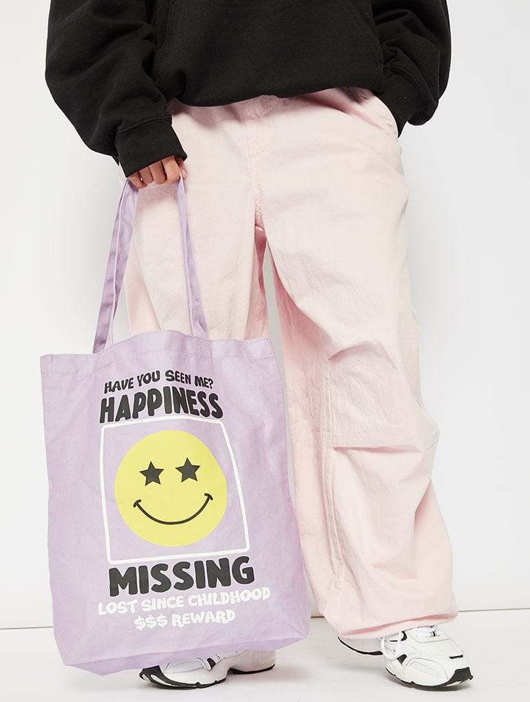 Happiness Missing Purple Canvas Tote Bag