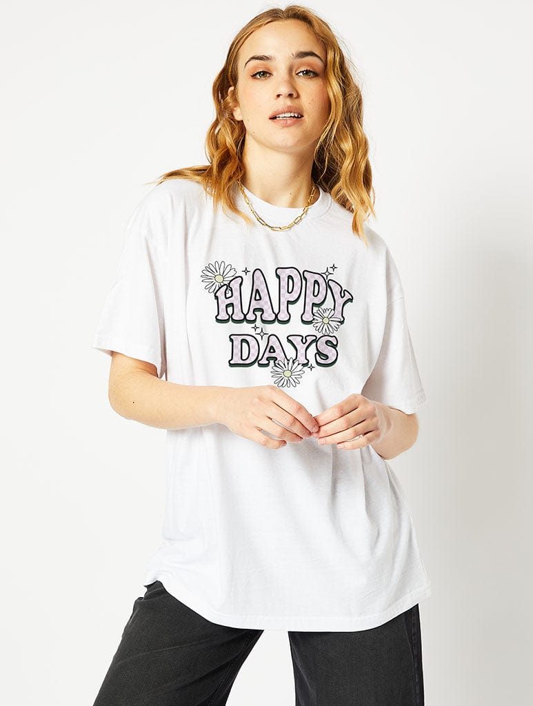 Happy Days White T-Shirt, L