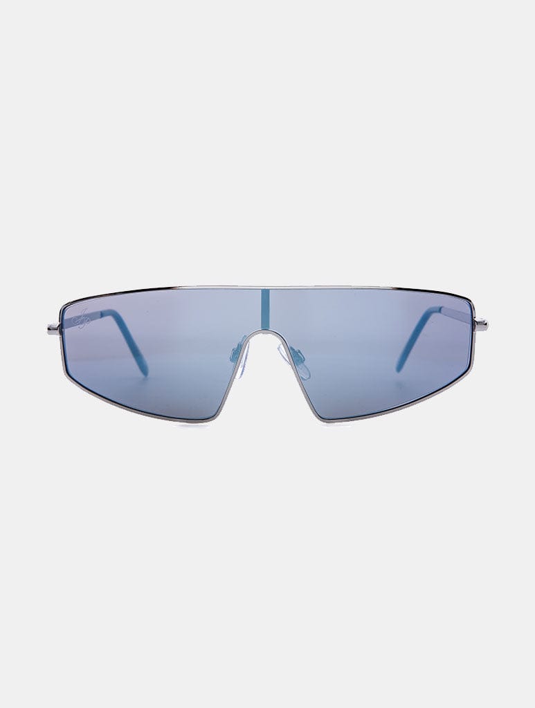 Jeepers Peepers Silver Visor With Blue Lenses