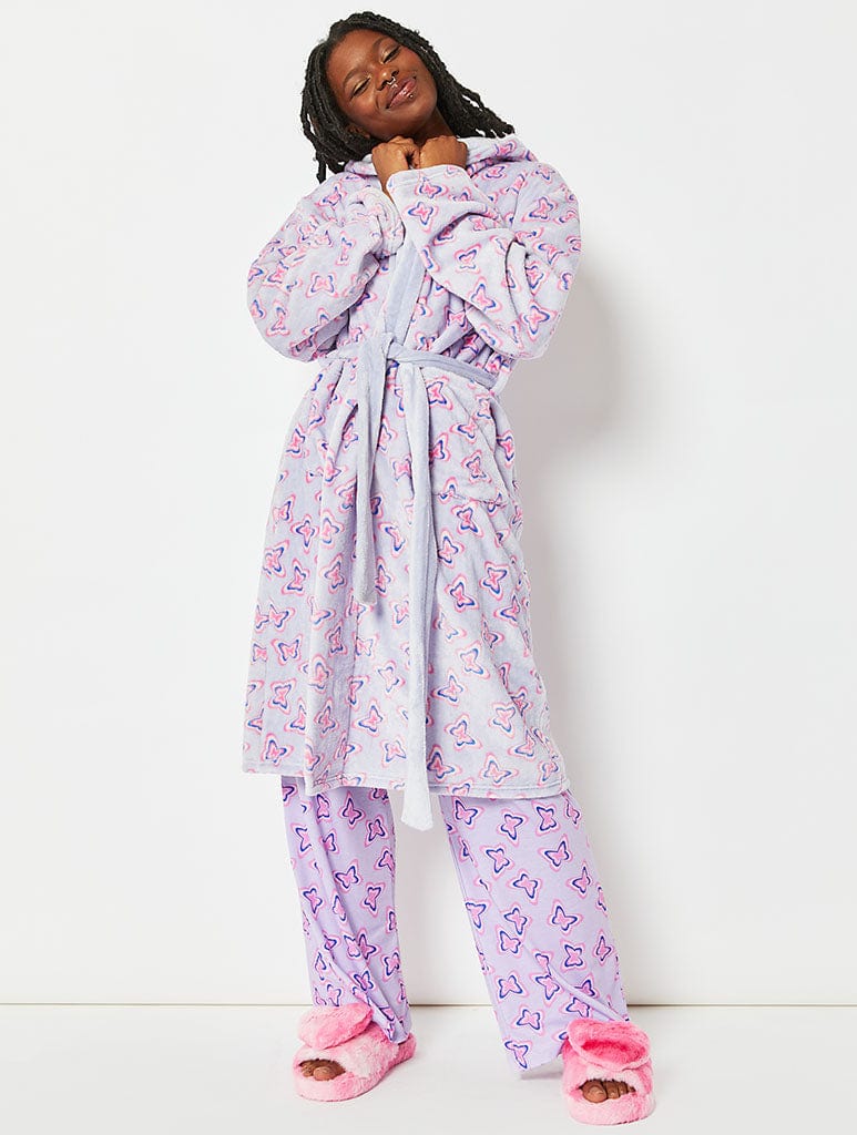 Lilac Butterfly Dressing Gown, M