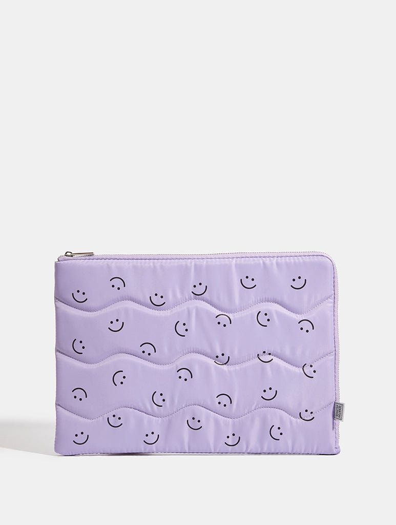 Lilac Happy Face Puffy Laptop Case, 13/14" Laptop Case