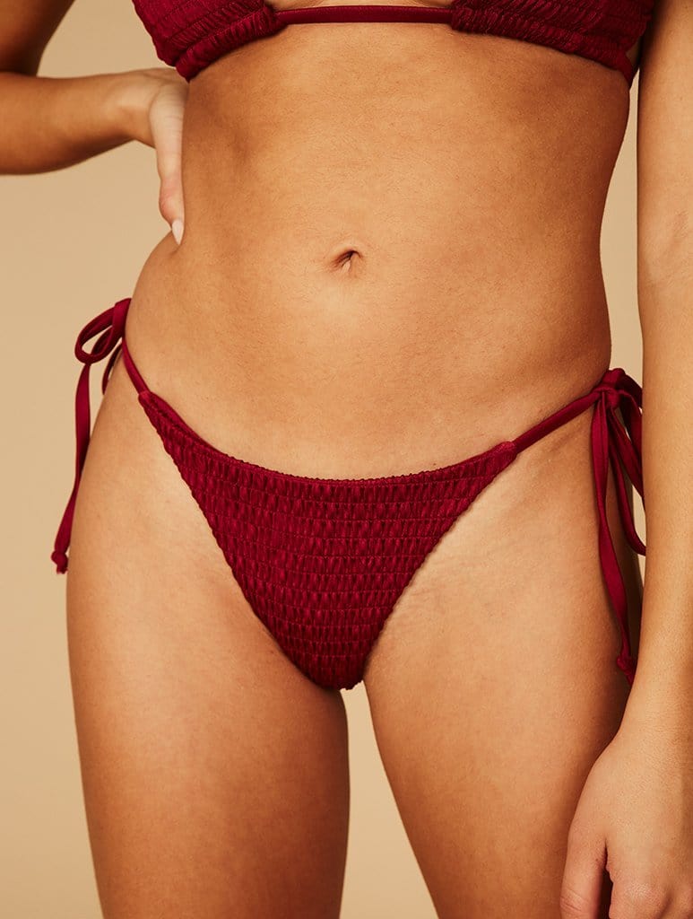 Marbella Burgundy Smock Bikini Bottoms, 20