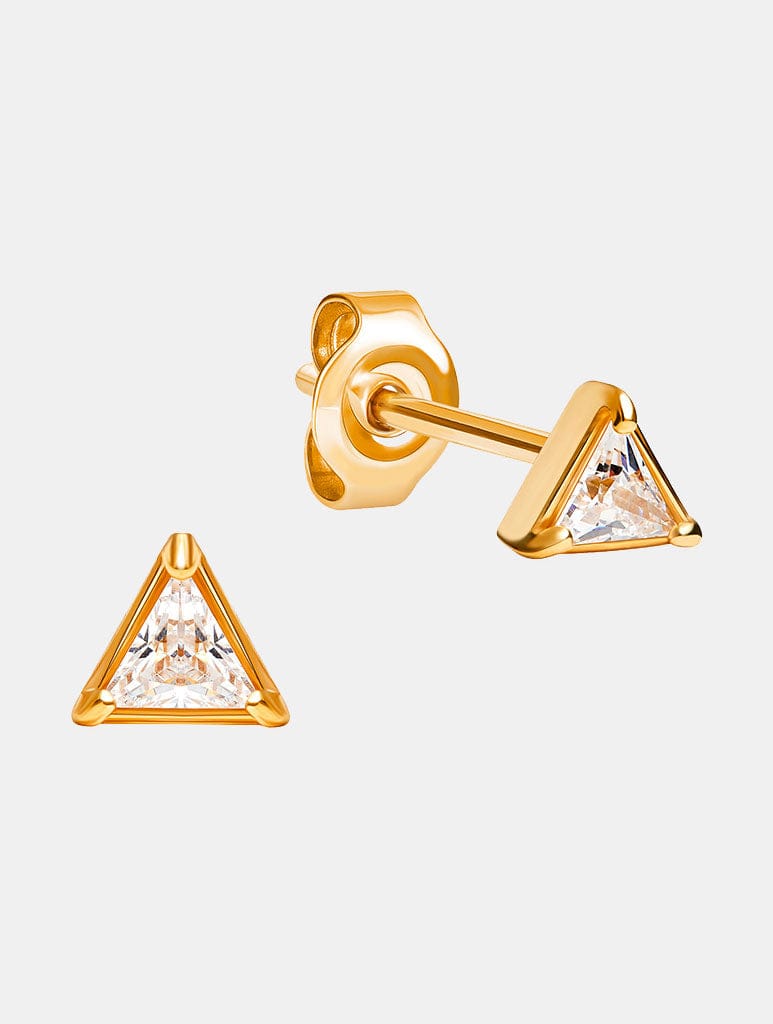 Metal Morphosis Triangle Stud In Gold