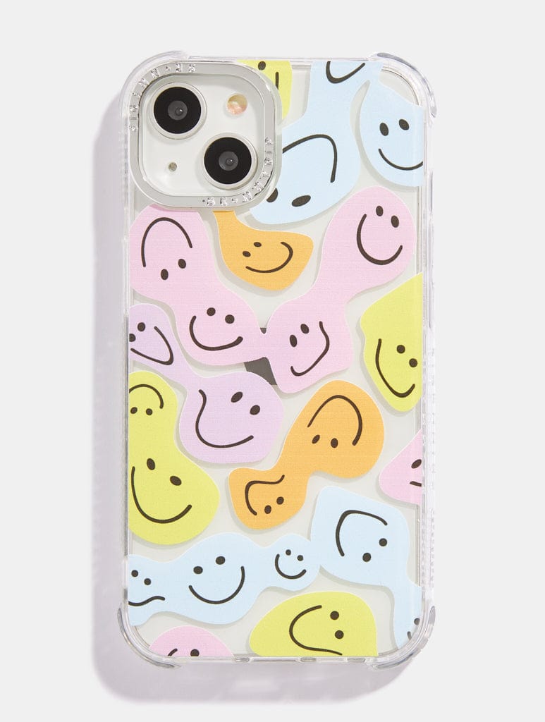 Multicoloured Warped Happy Face Shock i Phone Case, i Phone 14 Case