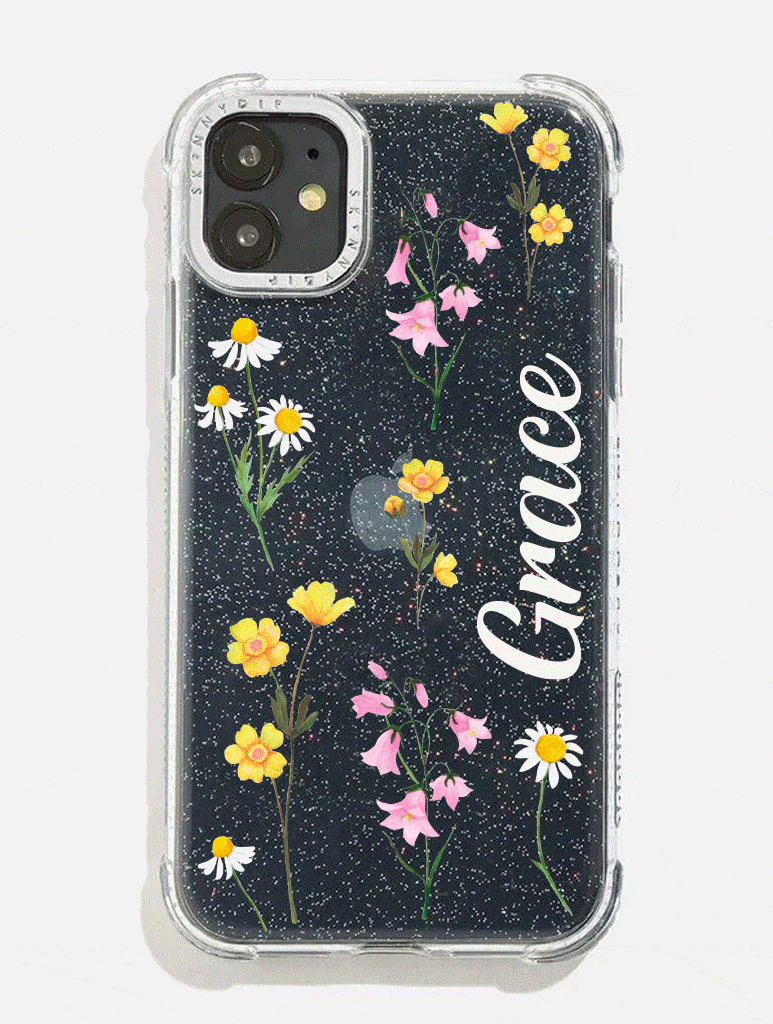 Personalised Glitter & Silver Shock i Phone Case, i Phone 13 Mini Case