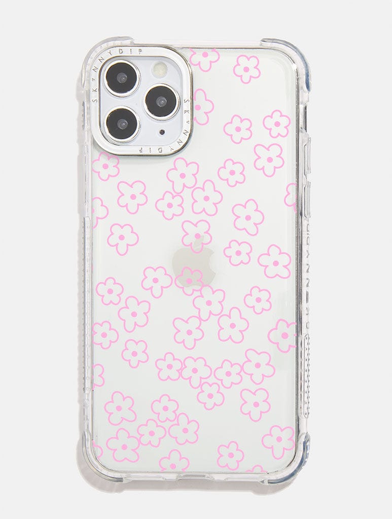 Pink Flower Outline Shock i Phone Case, i Phone 15 Pro Max Case