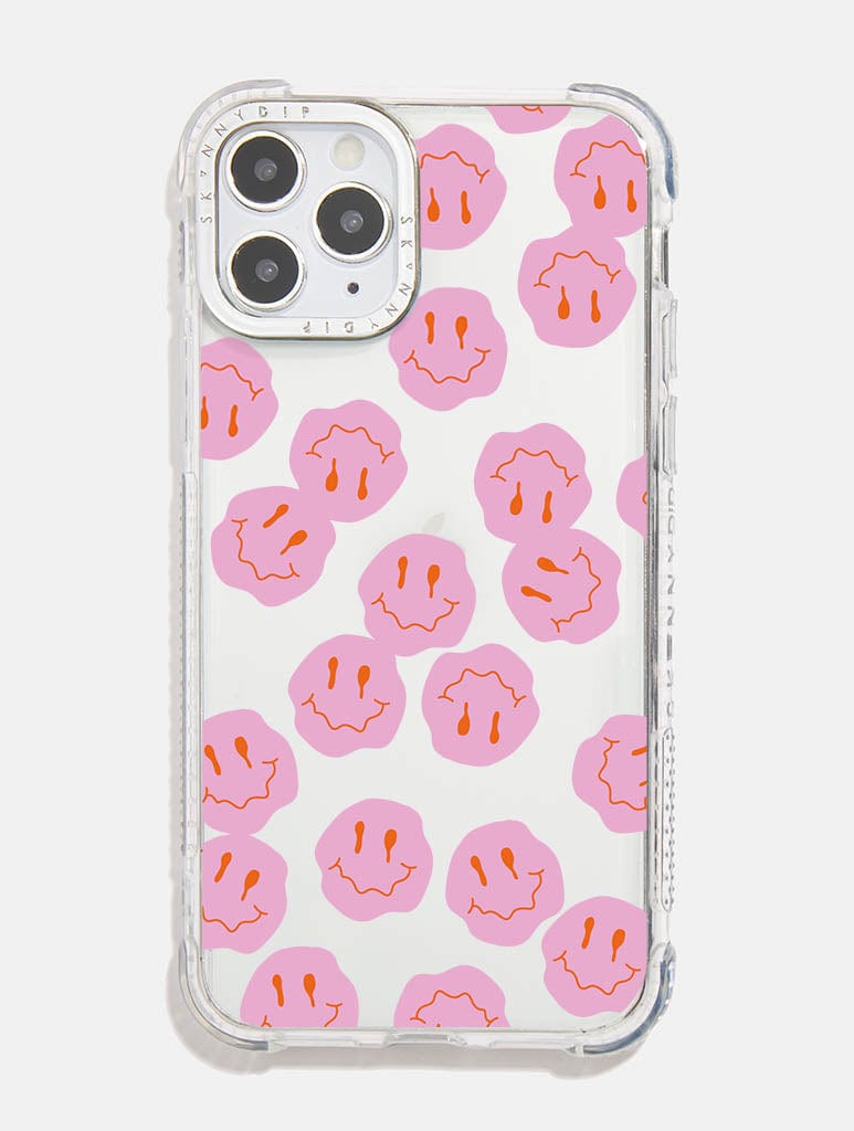 Pink Happy Face Shock i Phone Case, i Phone 13 Case