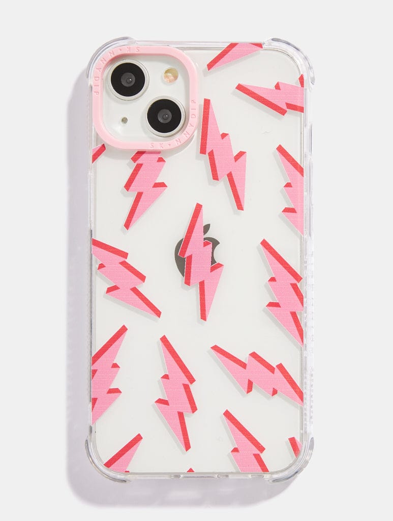 Pink & Red Lightning Bolt Shock i Phone Case, i Phone 15 Pro Max Case