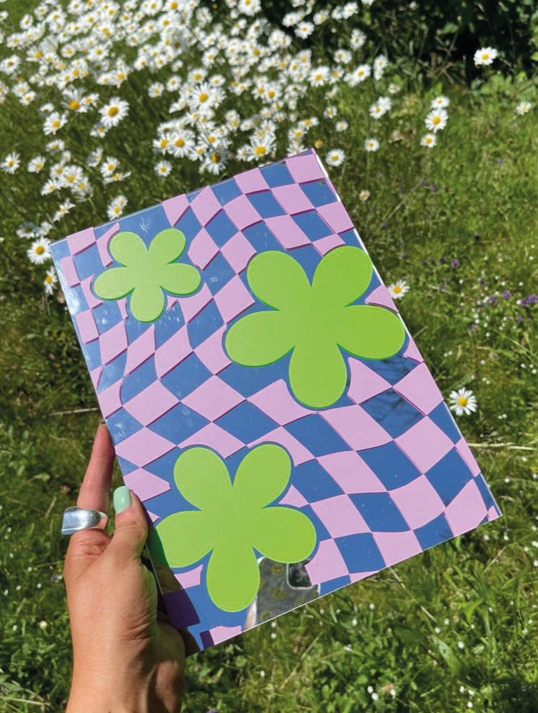 Printed Weird Checkerboard & Flower Mirror