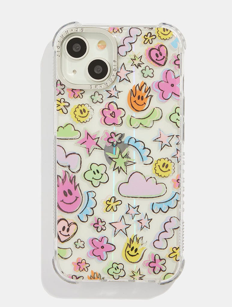 Rainbow Doodle Shock i Phone Case, i Phone 14 Pro Max Case