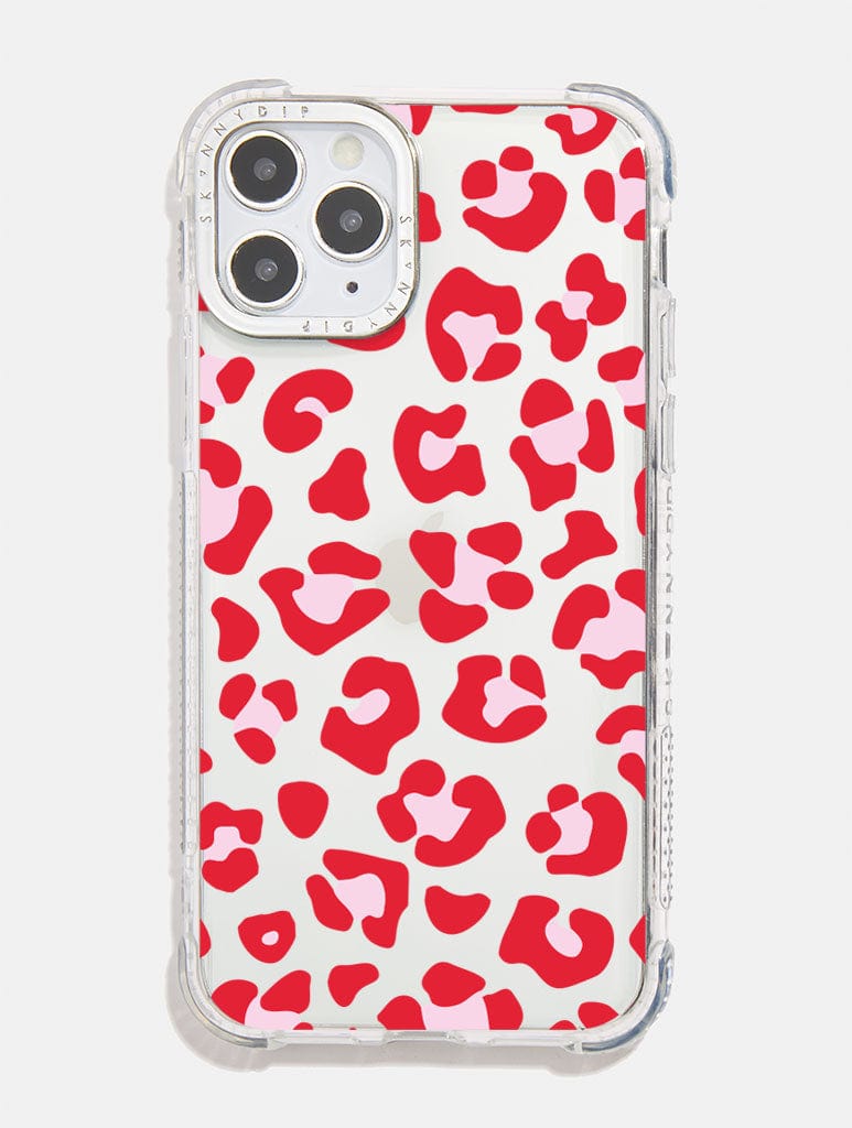 Red & Pink Leopard Shock i Phone Case, i Phone 15 Pro Max Case