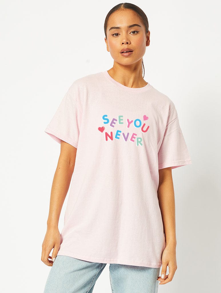 See You Never Pink T-Shirt, XS