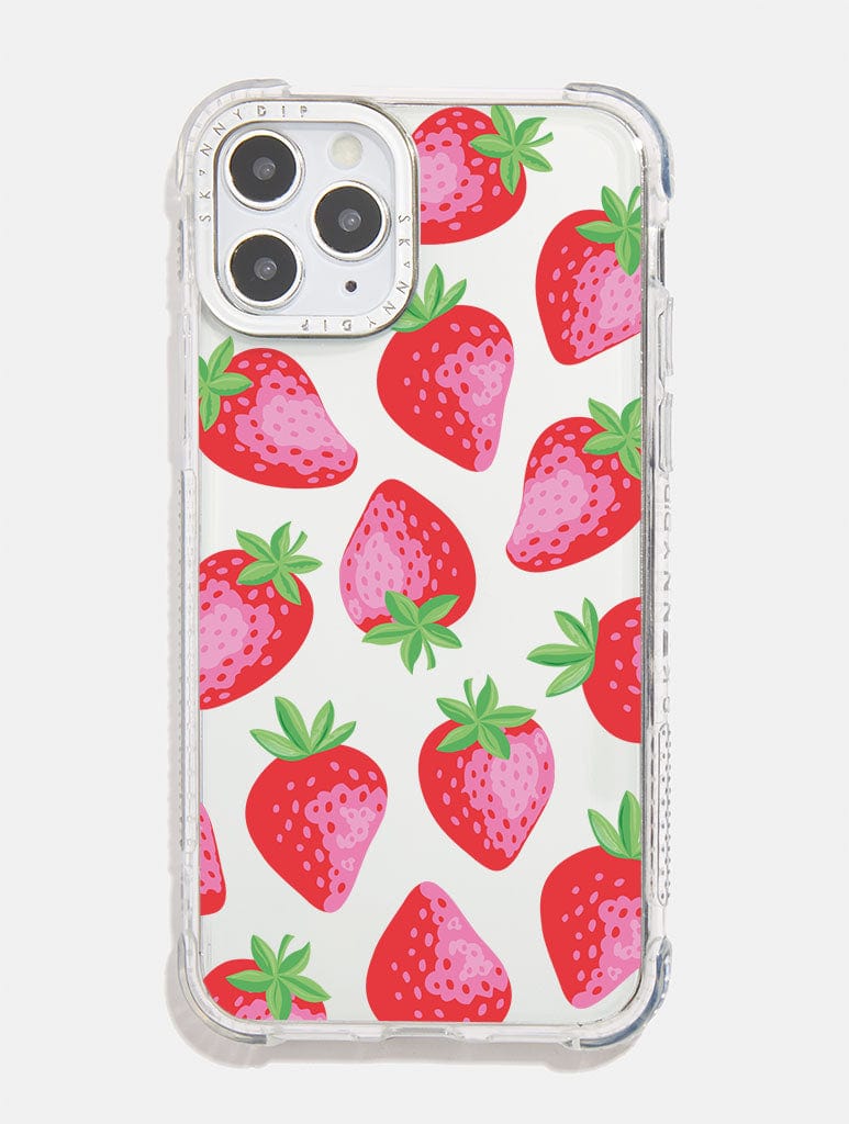 Strawberry Repeat Print Shock i Phone Case, i Phone 13 Pro Case