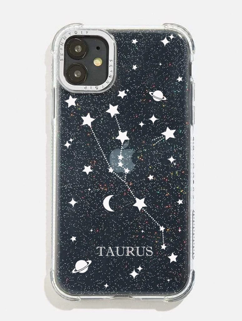 Taurus Celestial Zodiac Glitter Shock i Phone Case, i Phone 15 Plus Case
