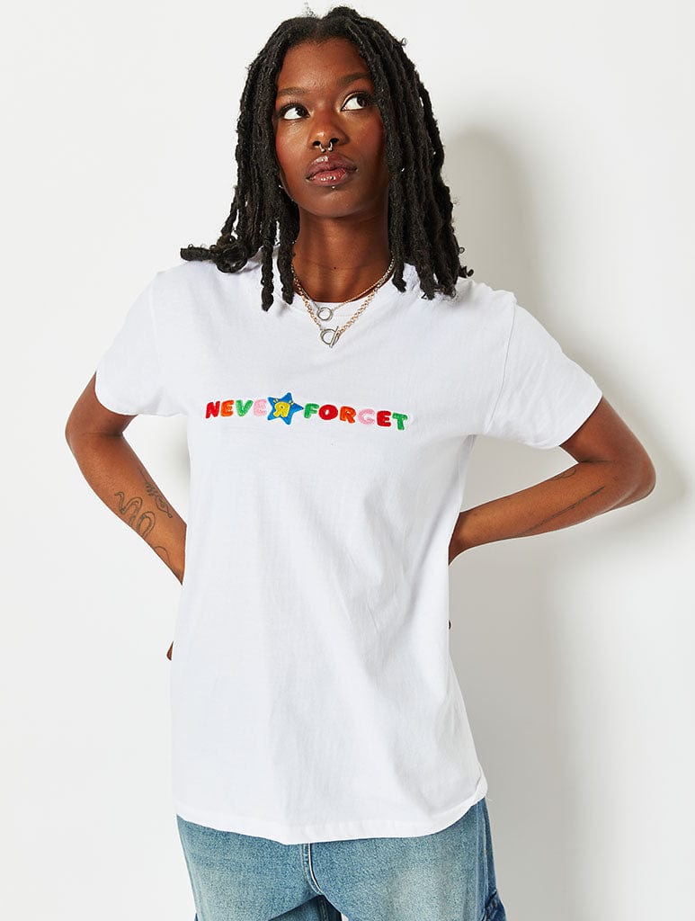 Thread Type Never Forget Embroidered T-shirt, M