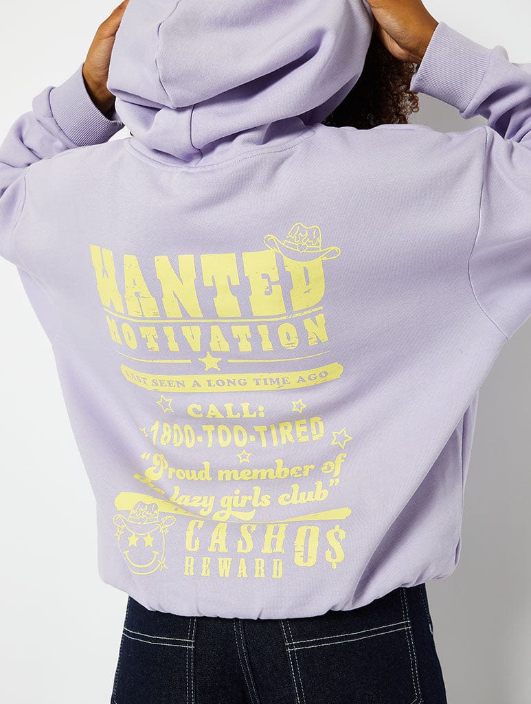 Wanted Motivation Oversized Hoodie in Lilac, S