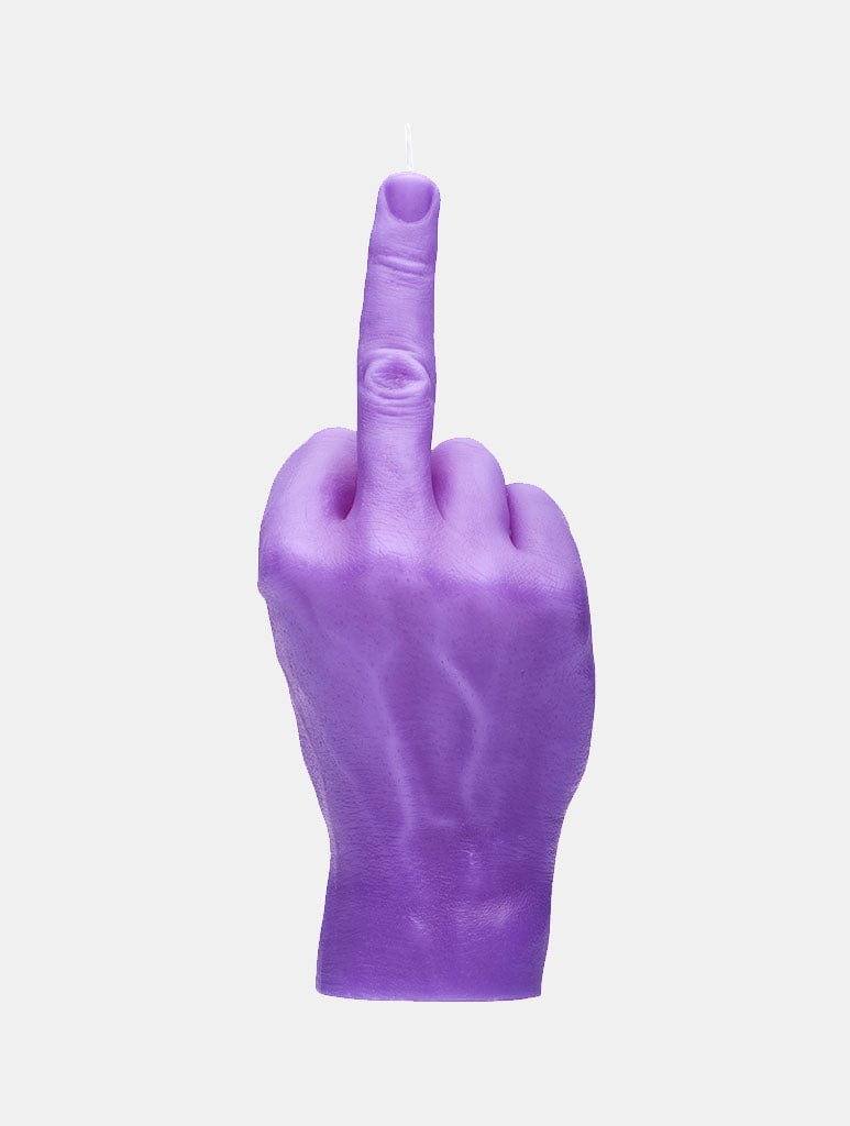 CandleHand Purple Middle Finger Candle