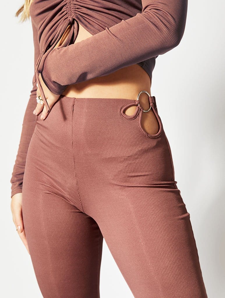 Chocolate Rib Cut Out Flares, 10