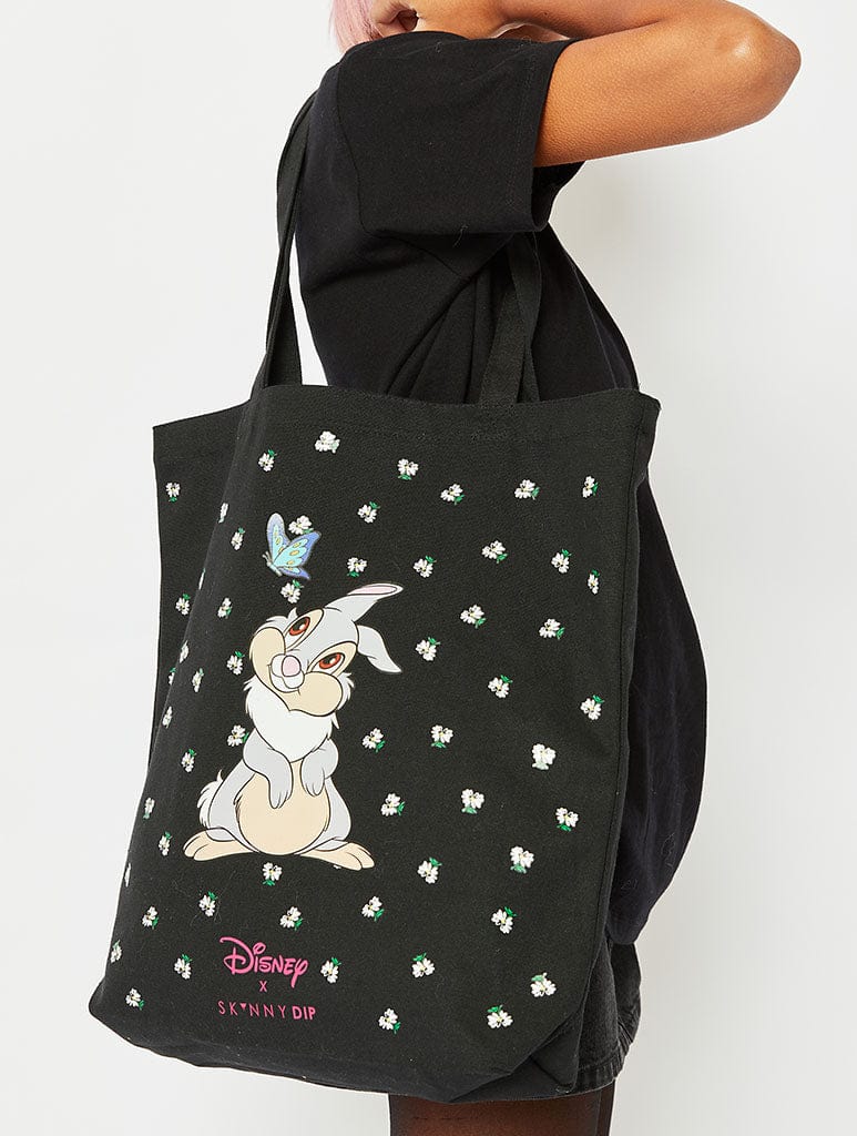 Disney Thumper Print Black Canvas Tote Bag