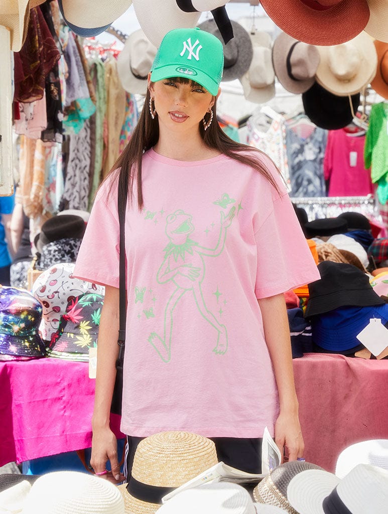 Disney x Skinnydip Neon Kermit Graphic Oversized T-Shirt, S