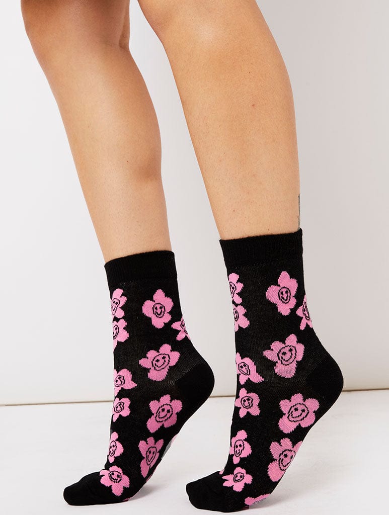 Ditsy Flower Face Print Socks