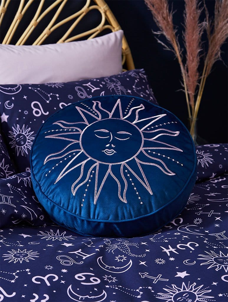 Embroidered Sun Round Cushion