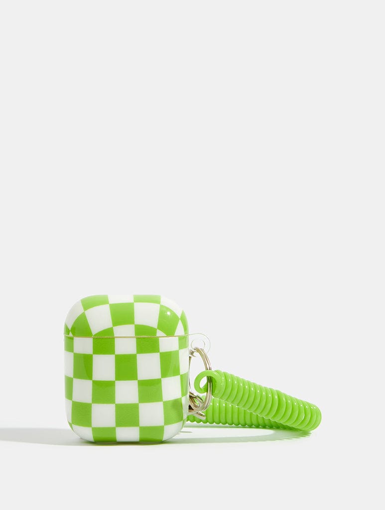 Green And White Checkerboard Airpods Case