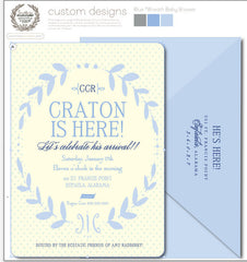 Blue Wreath Invitation