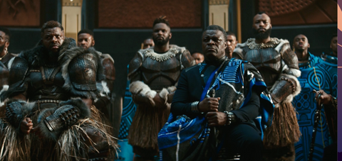 Blankets on committee members in the throne room of Wakanda