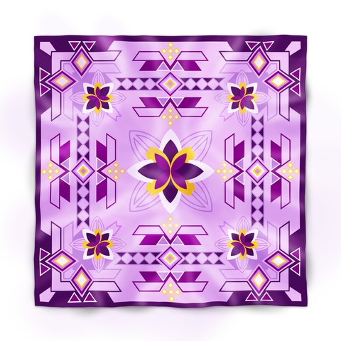 A purple scarf designed by Johnnie Jae