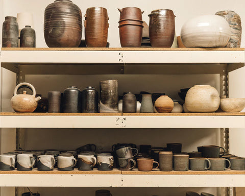 Shelves of Ceramic Pottery