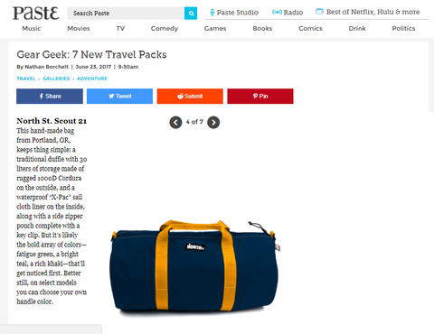 Paste Magazine reviews the Scout 21 Duffle